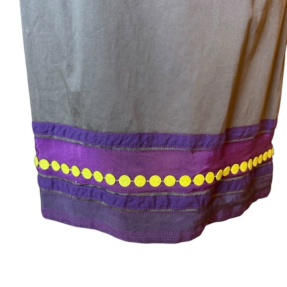Boden | Women's Gray & Purple Ribbon Detail Pinafore Apron Shift Dress Size 6 - Picture 5 of 12